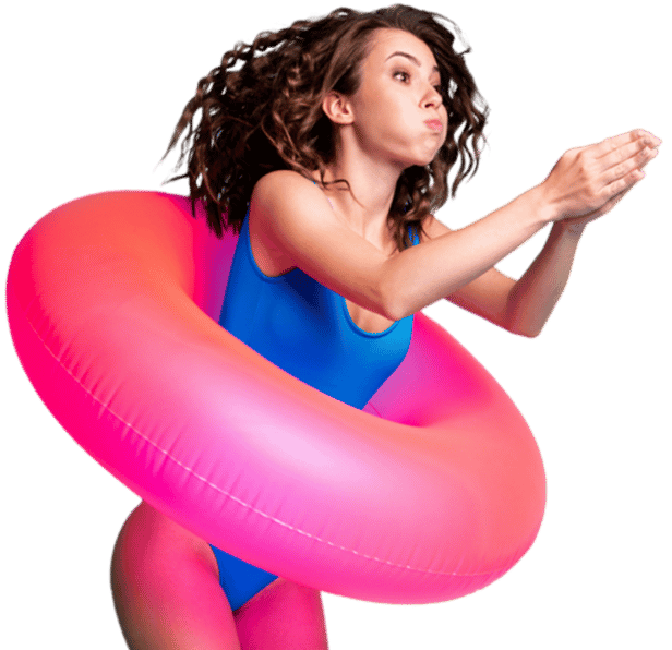 baracuda swimmer with inner tube diving