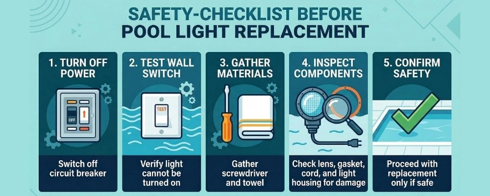 safety checklist pool light replacement infographic