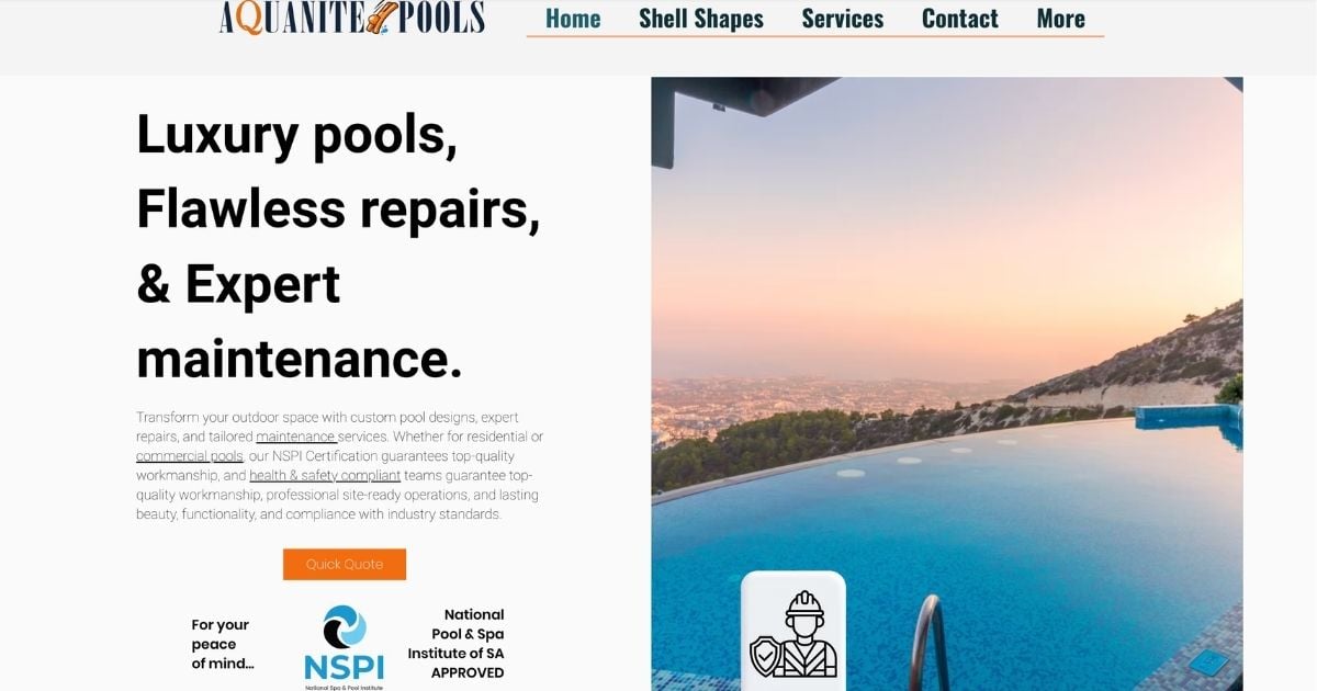 Aquanite Pools website