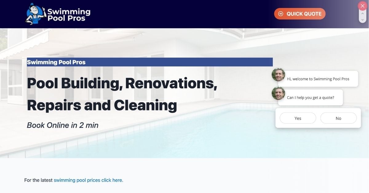 Swimming Pool Pros homepage